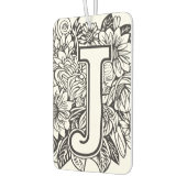 Tattoo-stijl zwart-wit monogram inktbloemen luchtverfrisser (Links)