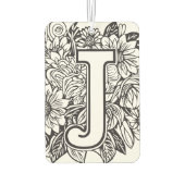 Tattoo-stijl zwart-wit monogram inktbloemen luchtverfrisser (Achterkant)