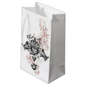 Tattoo, stijlvol hart, vleugels en kroon klein cadeauzakje (Achterkant Gekanteld)