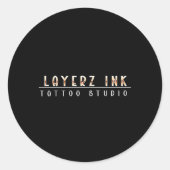 Tattoo Studio Line Ronde Sticker (Voorkant)