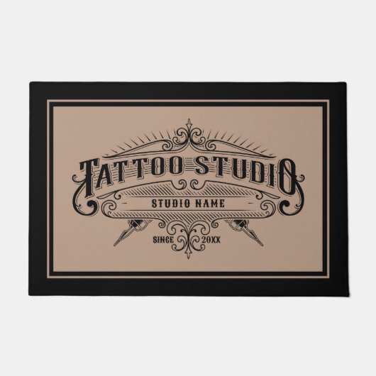 Tattoo Studio  Typografie Lijst Aangepaste tekst Deurmat (Voorkant)
