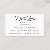 Tattoo Studio Zwart Foto Wit Script Typografie Visitekaartje (Achterkant)