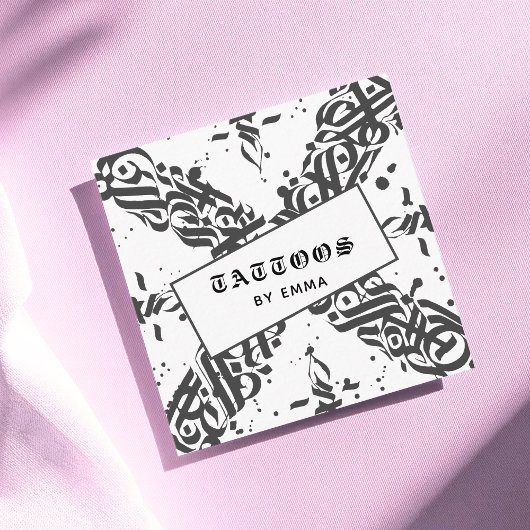 Tattoo Style Calligraphy Cool Typography Modern Vierkante Visitekaartje