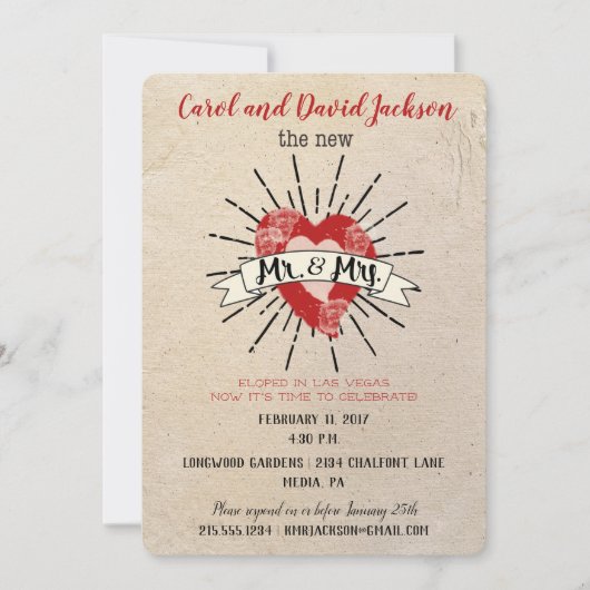 Tattoo Style Elopement Aankondiging en feest (Voorkant)