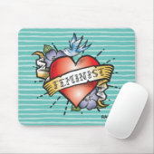 Tattoo Style Heart Feminist op Aqua Muismat (Met muis)