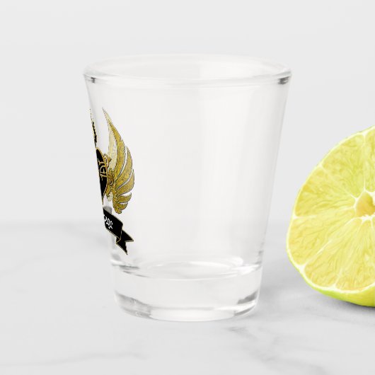 Tattoo Style Heart Wings Jouw tekst Shot Glas (Rechts)