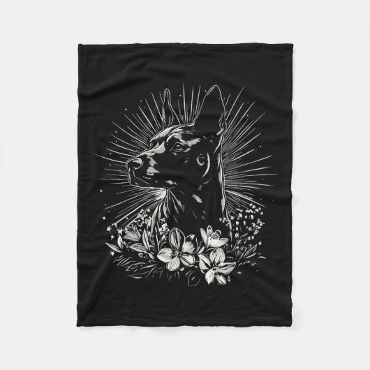 Tattoo Style Lover Belgian Malinois Retro Dog _1 Fleece Deken (Voorkant)