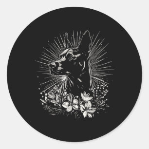 Tattoo Style Lover Belgian Malinois Retro Dog _1 Ronde Sticker