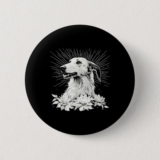 Tattoo Style Lover Borzoi Retro Dog Ronde Button 5,7 Cm (Voorkant)