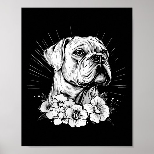 Tattoo Style Lover Boxer Retro Dog Poster (Voorkant)