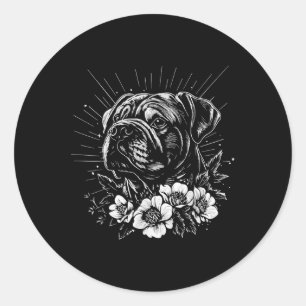 Tattoo Style Lover Bulldog Retro Dog _1 Ronde Sticker