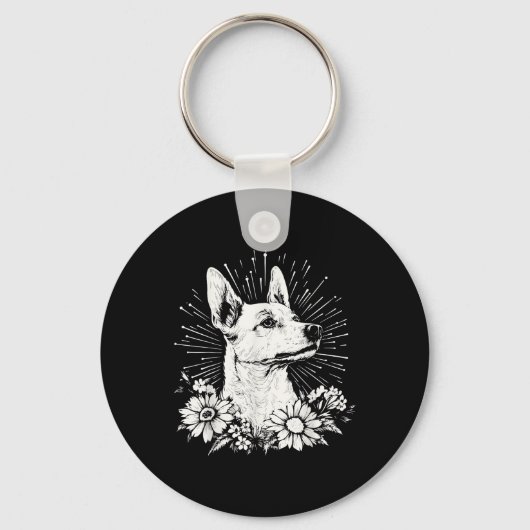 Tattoo Style Lover Canaan Retro Dog Sleutelhanger (Voorkant)