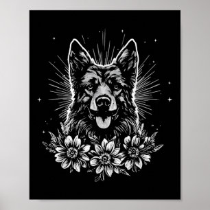 Tattoo Style Lover Duitse Herder Retro Dog Poster