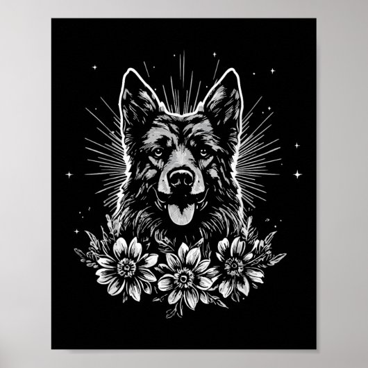 Tattoo Style Lover Duitse Herder Retro Dog Poster (Voorkant)