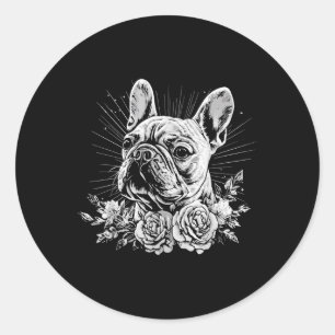 Tattoo Style Lover Franse Bulldog Retro Dog _1 Ronde Sticker