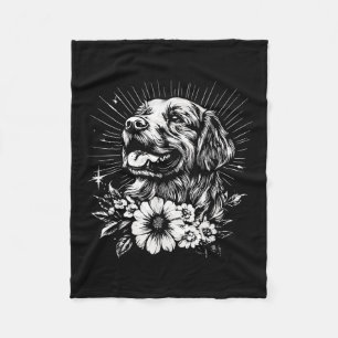 Tattoo Style Lover Golden Retriever Retro Dog Fleece Deken