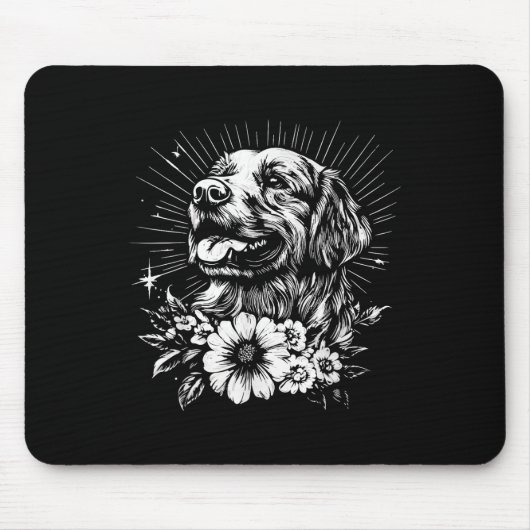Tattoo Style Lover Golden Retriever Retro Dog Muismat (Voorkant)