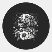 Tattoo Style Lover Golden Retriever Retro Dog Ronde Sticker (Voorkant)
