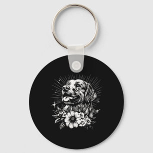 Tattoo Style Lover Golden Retriever Retro Dog Sleutelhanger
