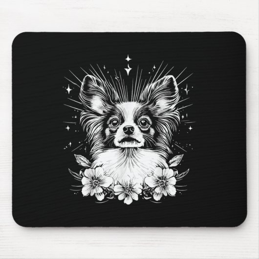 Tattoo Style Lover Papillon Retro Dog _1 Muismat (Voorkant)