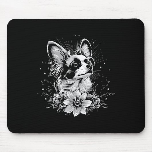 Tattoo Style Lover Papillon Retro Dog Muismat (Voorkant)