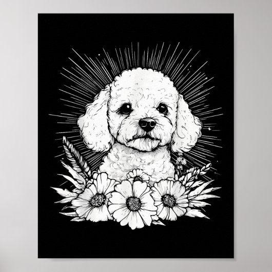 Tattoo Style Lover Poedel Retro Hond _1 Poster (Voorkant)