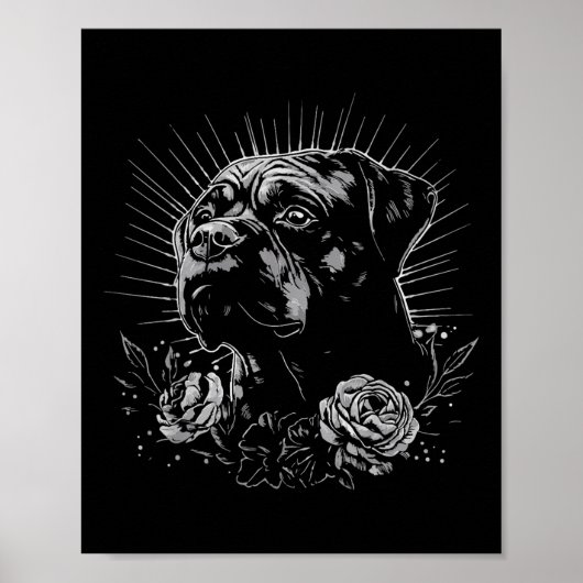 Tattoo Style Lover Rottweiler Retro Dog Poster (Voorkant)