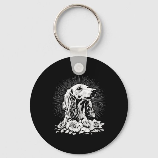 Tattoo Style Lover Saluki Retro Dog Sleutelhanger (Voorkant)