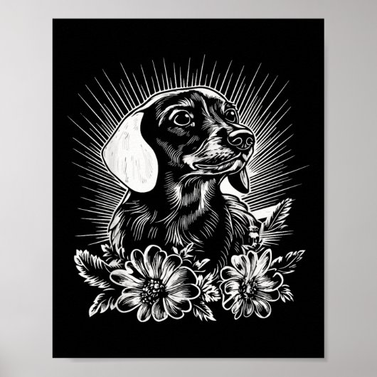 Tattoo Style Lover Teckel Retro Dog _1 Poster (Voorkant)