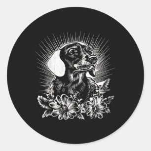 Tattoo Style Lover Teckel Retro Dog _1 Ronde Sticker