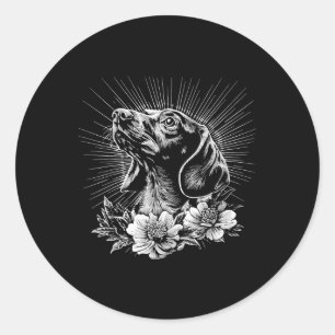 Tattoo Style Lover Teckel Retro Dog Ronde Sticker