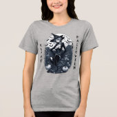 Tattoo Style Moonlit Witch Pumpkin Tri-Blend Shirt (Voorkant)