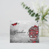 Tattoo Style Muerte Skull en Flourish Name Card Briefkaart (Staand voorkant)