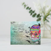 Tattoo Style Muerte skull en Flourishes nodigen ui Kaart (Staand voorkant)