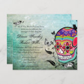 Tattoo Style Muerte skull en Flourishes nodigen ui Kaart (Voorkant / Achterkant)