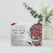 Tattoo Style Muerte Skull en Flourishes nodigen ui Kaart (Staand voorkant)