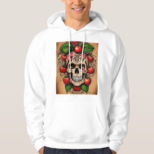 Tattoo Style Red Apple Squeezed by Hand – Love  Hoodie (Voorkant)
