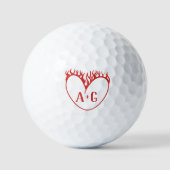 Tattoo Style Red Heart Custom 2 Initials Valentine Golfballen (Voorkant)