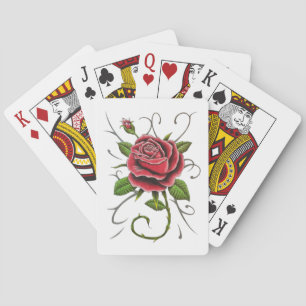 "Tattoo Style Red Rose" Pokerkaarten