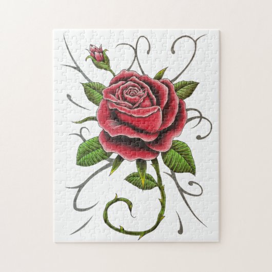 "Tattoo Style Red Rose" Puzzle Legpuzzel (Verticaal)