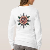 Tattoo Style Rose Compass T-Shirt Design (Achterkant)