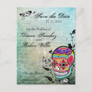 Tattoo Sugar Skull Bewaar de datum Aankondigingskaart