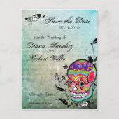 Tattoo Sugar Skull Bewaar de datum Aankondigingskaart (Voorkant)