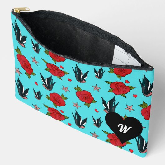 Tattoo Swallow Birds and Rozen Monogram Etui (Open)