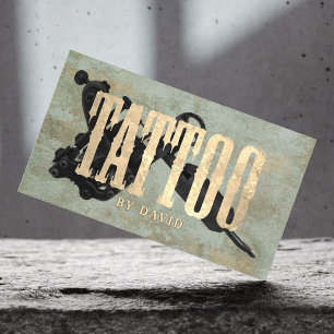Tattoo Tattoo Pistool  goud & Bronze Visitekaartje