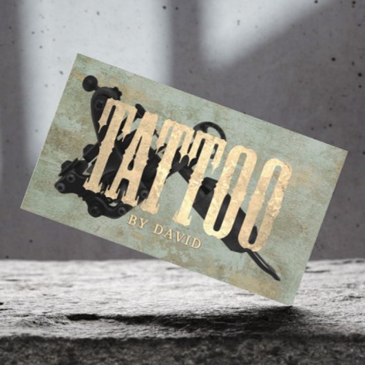 Tattoo Tattoo Pistool  goud & Bronze Visitekaartje