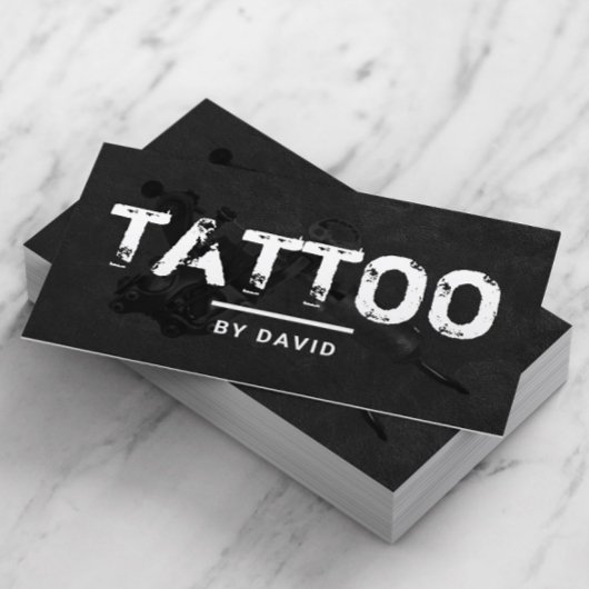 Tattoo Tattoo Pistool Grunge Typografie Visitekaartje