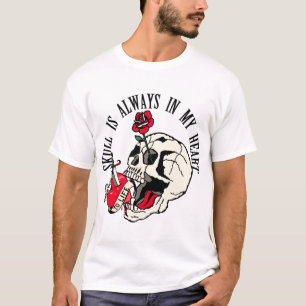 tattoo tete de dood old school crane leur rose da t-shirt