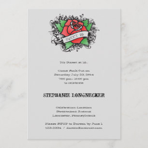 Tattoo thema Sweet 16 Uitnodiging