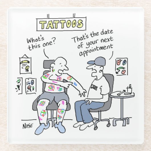 Tattoo Theme Funny Tattooist Glazen Onderzetter (Voorkant)